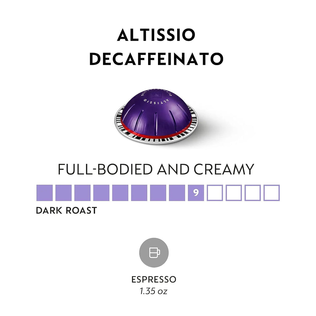 Nespresso VertuoLine Altissio Decaffeinato Dark Roast Espresso Coffee Capsules