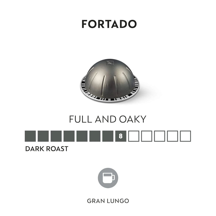 Nespresso Vertuo Line Fortado Gran Lungo Americano Dark Roast Espresso Capsules