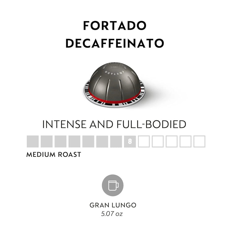 Nespresso Vertuo Line Fortado Decaffeinato Gran Lungo Coffee Capsules